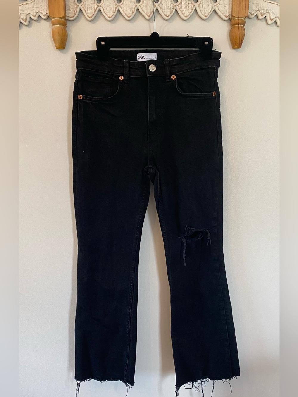 Zara Black Denim Jeans with Branded Button
